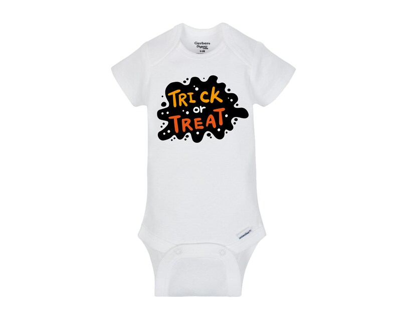 Trick or Treat Halloween themed baby Onesie® bodysuit and Toddler shirts size 0-24 Month and 2T-5T